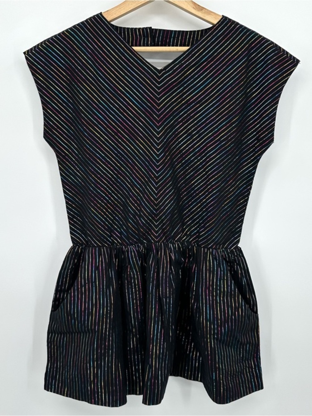 Tea Collection Girls Dress‎ Size 10 Black Multicolored Rainbow Stripe Party NEW